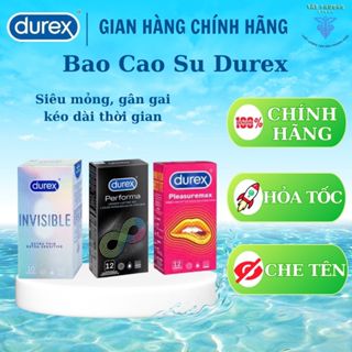 Combo 3 Hộp Bao Cao Su Durex - Siêu mỏng - Kéo dài thời gian - Gân gai nổi.