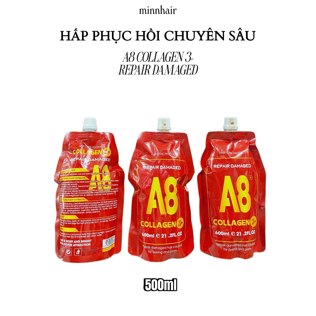 Dầu hấp collagen A8 Kem hấp tóc siêu mượt Hấp A8 phục hồi tóc hư tổn hỗ trợ trong uốn ép tóc