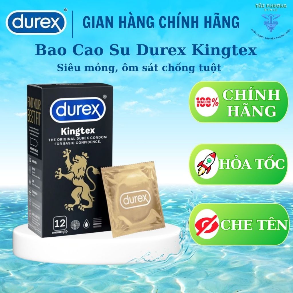 Bao cao su Durex Kingtex - Siêu mỏng, ôm sát tạo cảm giác chân thật - Hộp 3 - 12 cái