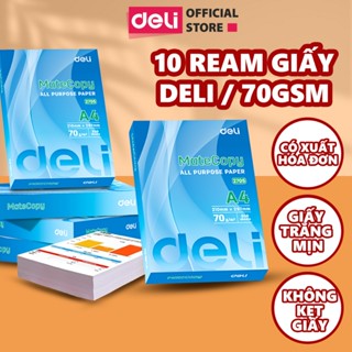 [MÃ 60K LIVE] Combo 5/10 Ream Giấy In A4 Deli Giấy PhotoCopy 70gsm Chính Hãng Loại Dày 2500 Tờ/Thùng Mịn Chống Lóa