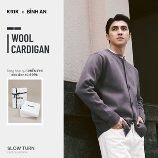Áo Cardigan Len Nam KRIK Form Regular Chất Liệu Pha Sợi Dệt Thiết Kế Dày Dặn Co Giãn Tốt AK5144