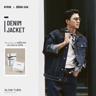 Áo Khoác Jean Nam KRIK Form Regular Denim Cotton Phối Cổ Nhung Tăm Nâu Cá Tính AK5181