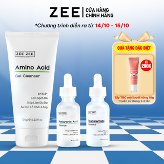 Bộ sản phẩm sạch sâu dưỡng sáng trẻ hóa phục hồi da Amino Acid, Niacinamide, Hyaluronic Acid | ZEE ZEE skincare