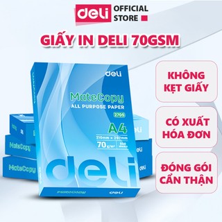  Giấy In Giấy A4 70 gsm Giấy Photo Copy Deli Chính Hãng Loại 500 tờ ream độ dày cao không lem mực hạn chế kẹt giấy 