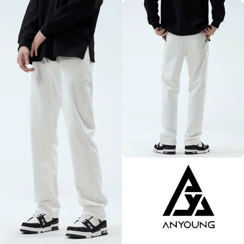Quần jean ống rộng ANYOUNG quần jean nam che khuyết điểm form chuẩn hàn quốc hottrend 2025 QD18 | BigBuy360 - bigbuy360.vn