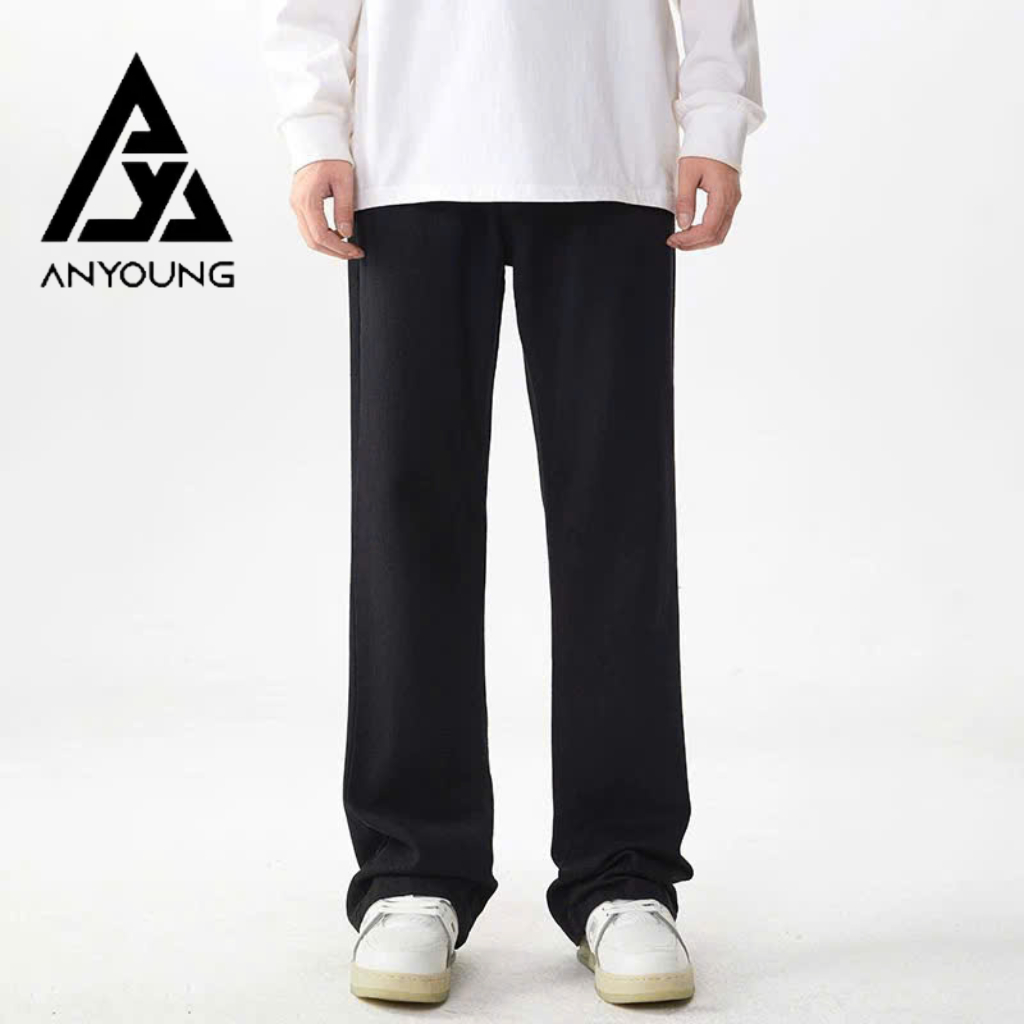Quần jean ống rộng ANYOUNG quần jean nam che khuyết điểm form chuẩn hàn quốc hottrend 2025 QD18 | BigBuy360 - bigbuy360.vn