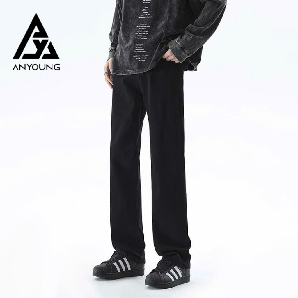 Quần jean ống rộng ANYOUNG quần jean nam che khuyết điểm form chuẩn hàn quốc hottrend 2025 QD18 | BigBuy360 - bigbuy360.vn