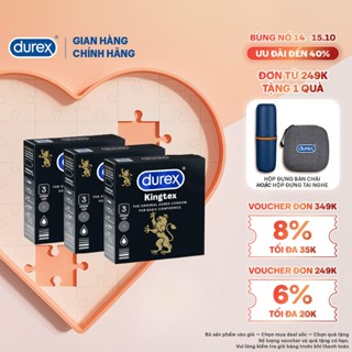 Bộ 3 Durex Kingtex ôm sát, size 49mm 3 bao/hộp