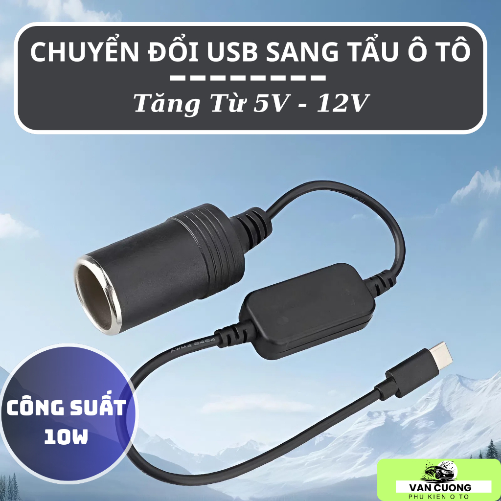 Dây Cáp Chuyển Đổi USB 5V Sang Đầu Tẩu 12V, Dây USB Đầu Tẩu Xe Hơi,  Bộ Chuyển Đổi Tẩu Dùng Cho Came