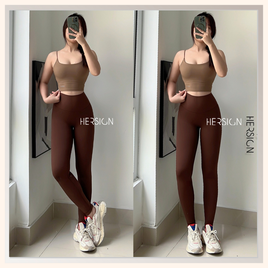 HERSIGN Bộ đồ tập yoga nữ Set tập gym cao cấp Áo 2 dây quần legging HERSIGN-SMIXC31L36C