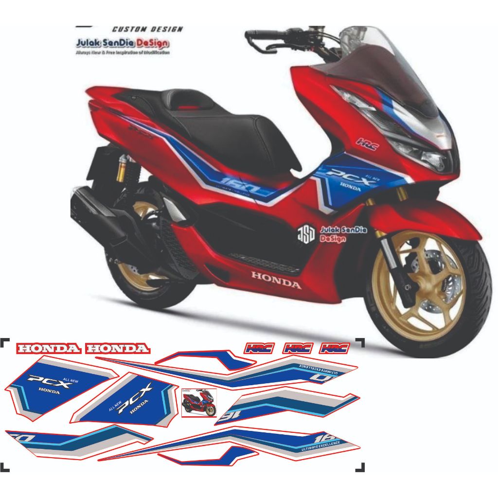 Tem dán xe PCX 160 xe đỏ  - xe  trắng , mẫu tem rời 3 lớp cao cấp không bay màu bảo hành màu trọn đờ