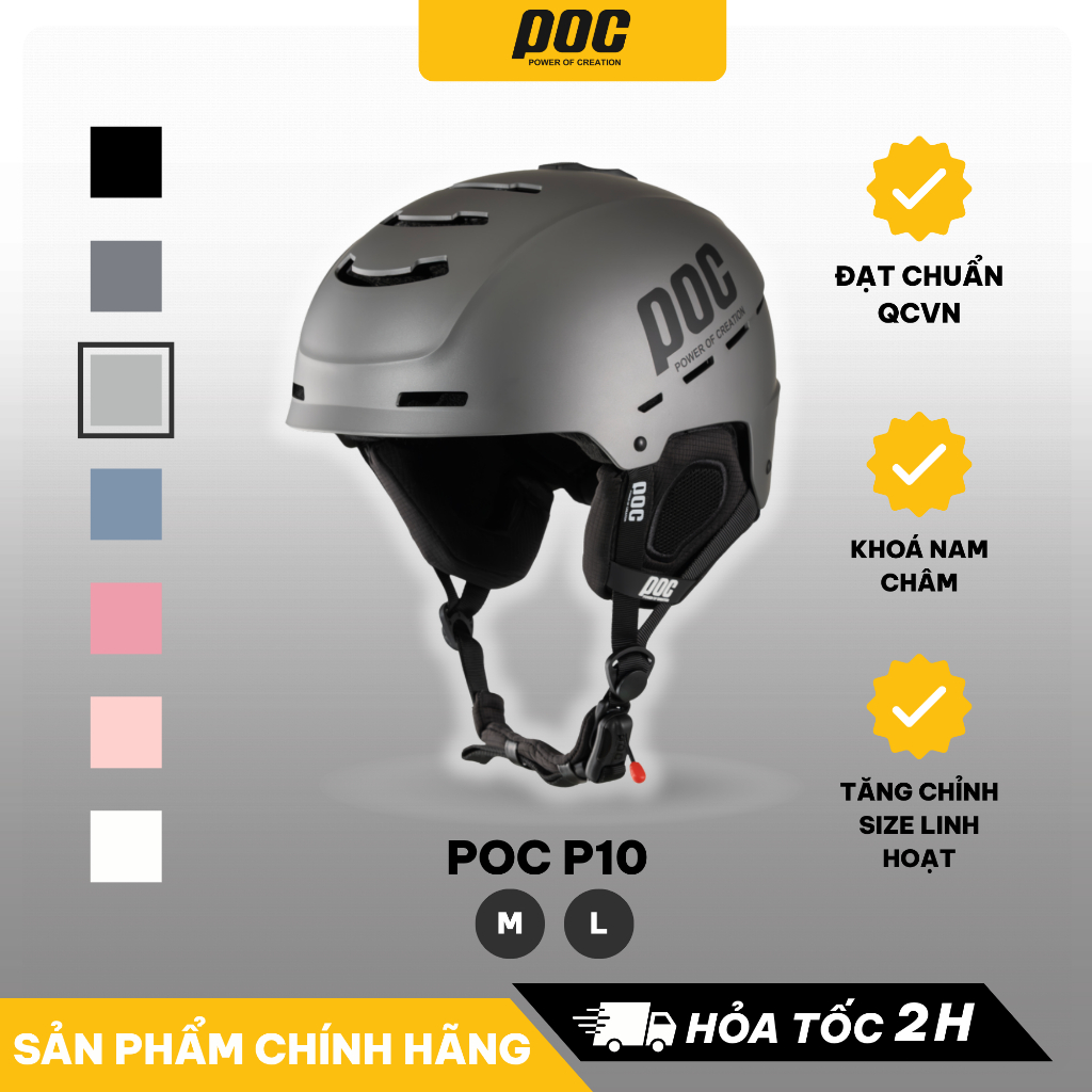 Nón Bảo Hiểm Xe Máy POC P10 TItan Nhám Siêu Nhẹ - Mũ Bảo Hiểm POC Chính Hãng