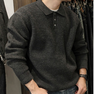  Áo Polo Nam Len Cashmere Màu Lông Chuột DNST 5081 Form Wide Fit 