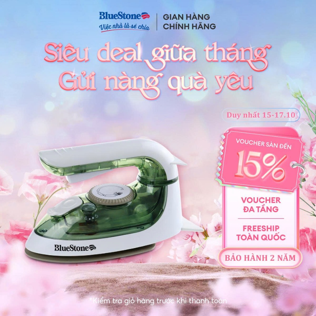 Bàn Ủi Hơi Nước Mini BlueStone SIB-3819 | 1200W | Bảo Hành 24 Tháng