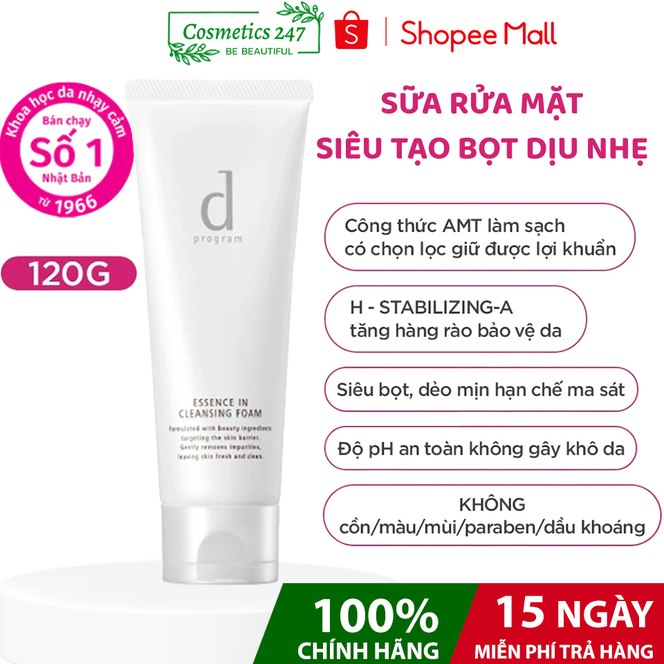 Sữa rửa mặt tạo bọt dưỡng da Essence Cleansing Foam d program