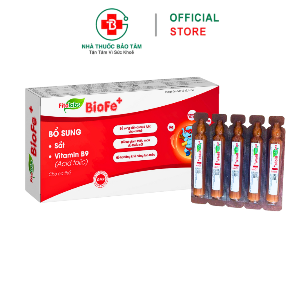 Fitolabs BioFe+ Bổ Sung Sắt & Vitamin B9 Hỗ Trợ Tạo Máu, Tăng Cường Sức Khỏe – Hộp 20 ống