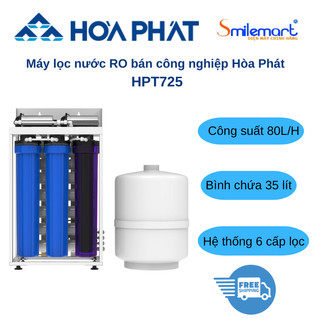  Máy lọc nước RO bán công nghiệp Hòa Phát HPT725 bình áp 35 lít bảo hành chính hãng tại nhà 36 tháng -Tặng 01 áo mưa HP 