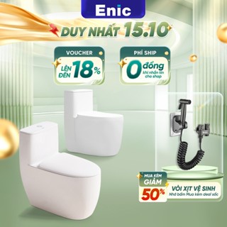 Bồn Cầu Enic C04/C08 dáng bo tròn, chất liệu sứ cao cấp phủ men nano bạc kháng khuẩn