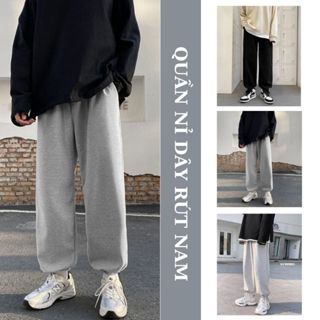  Quần Nỉ Nam Nữ FABUMAN ỐNG RỘNG cạp chun kèm dây rút gấu nỉ 2da màu xám BIGSIZE 