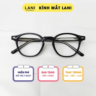 Gọng kính cận nam nữ LANI dáng tròn bầu côt thép chắc chắn 2236 - Lắp tròng cận có độ theo yêu cầu