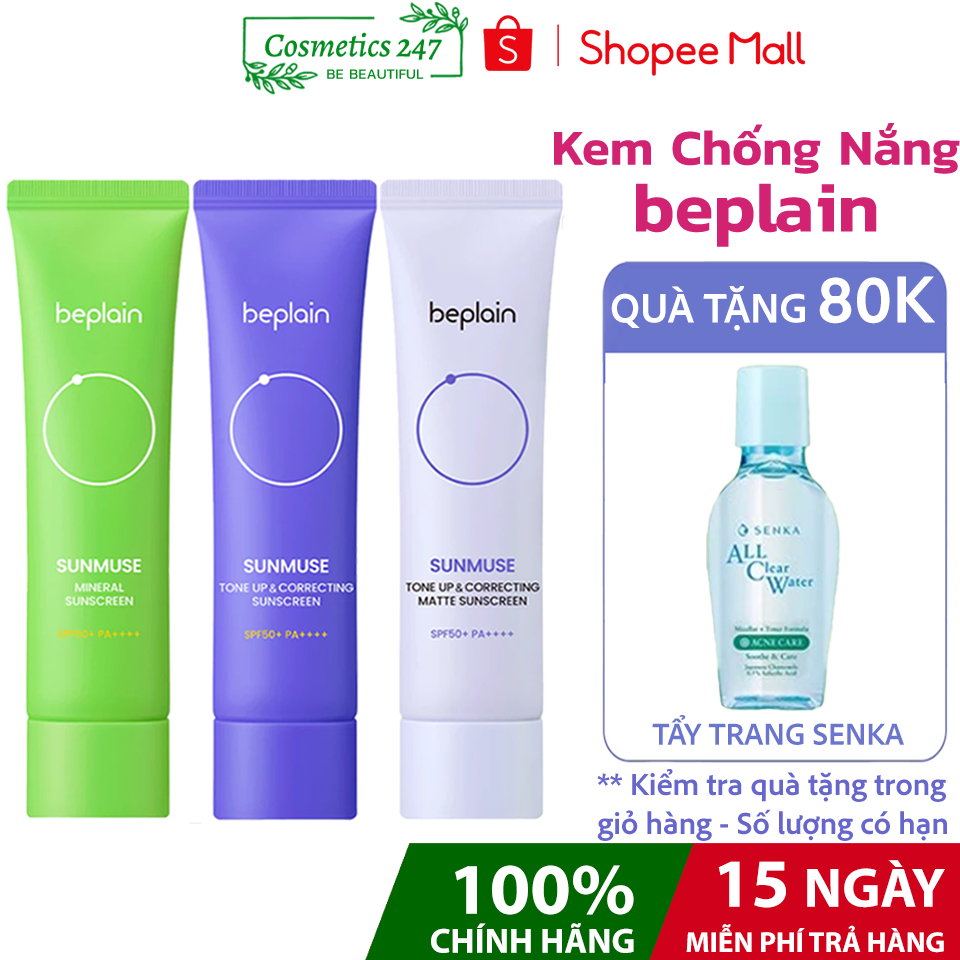 Kem Chống Nắng Beplain Kiềm Dầu, Nâng Tông, Cấp Ẩm Sunscreen SPF50+ PA++++ 50ML/10ML - COSMETICS247 