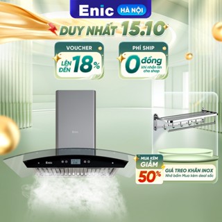 Máy hút mùi áp tường kính vát Enic, máy hút mùi nhà bếp cao cấp đa năng