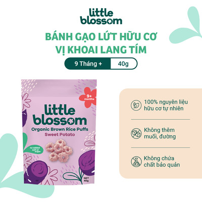 [HSD 10/2027] Bánh gạo lứt ăn dặm hữu cơ Little Blossom Vị Khoai Lang Tím 40g cho bé 9 tháng+