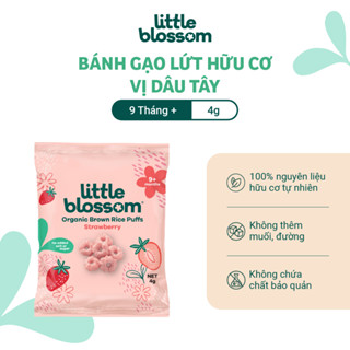  Bánh gạo lứt ăn dặm hữu cơ Little Blossom Vị Dâu 40g cho bé 9 tháng tuổi+ 