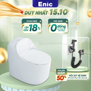 Bồn cầu trứng Enic E33 trắng, thiết kế nguyên khối chắc chắn,chất liệu men chống bám bẩn