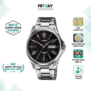  Đồng Hồ Casio Nam MTP-1384D-1AVDF Mặt Tròn Màu Đen Dây Kim Loại Chính Hãng 