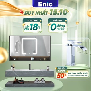 Bộ tủ phòng tắm thông minh Enic 2T - chất liệu gỗ polywood chống thấm, lavabo sứ phủ men kháng khuẩn, bền chắc chịu lcao