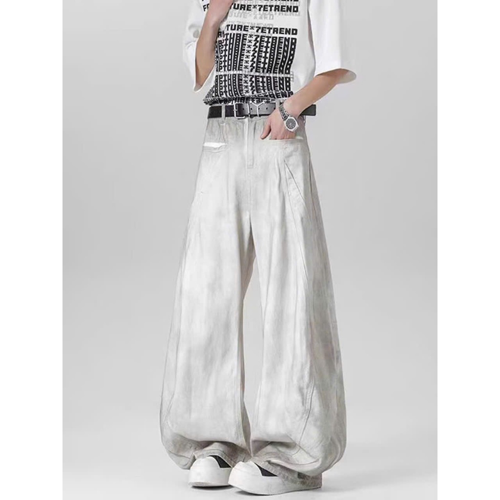 ZBM - Quần Jeans wash ống rộng, quần bò wash màu unisex ống cong cao Cấp | BigBuy360 - bigbuy360.vn