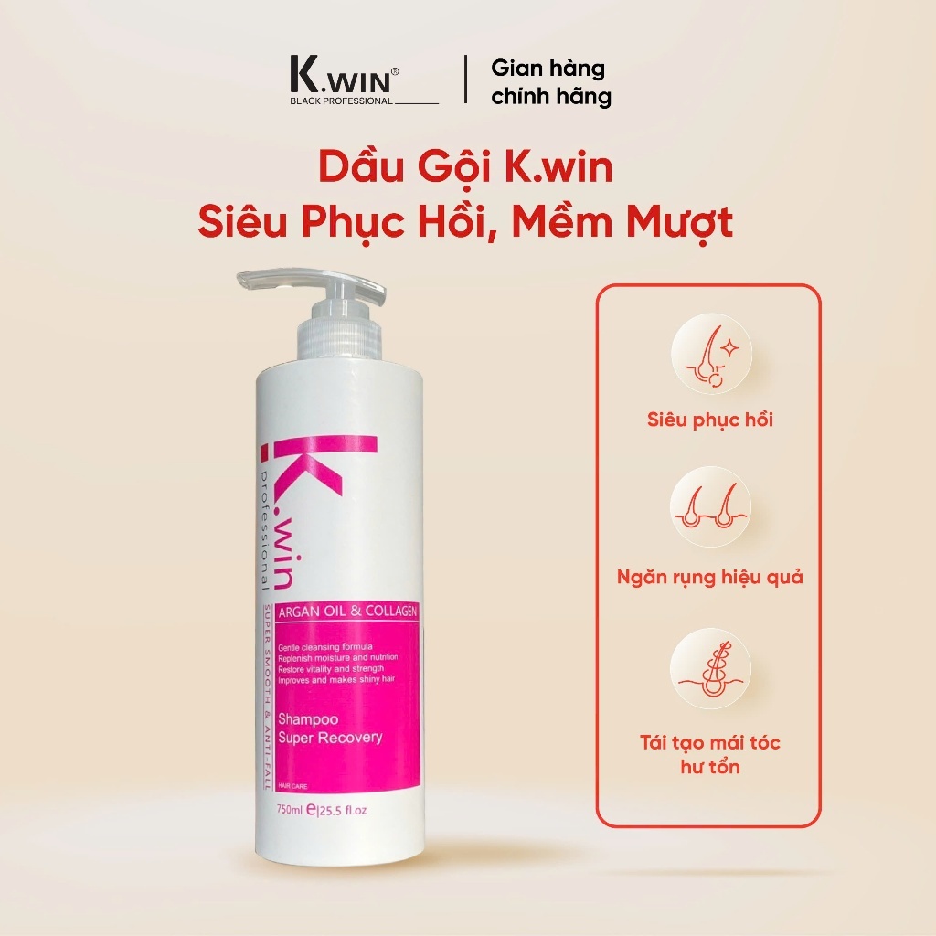 Dầu gội K.win siêu phục hồi mềm mượt, collagen, argan oil