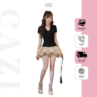 [Váy] Cazi Laci Dress- Váy cổ V chân bồng đè bèo