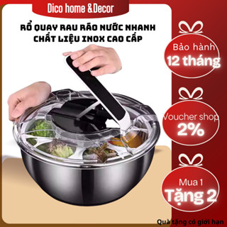 Rổ quay rau sống ráo nước nhanh, dụng cụ vắt nước rau an toàn, tiện dụng dung tích 3,5 lít