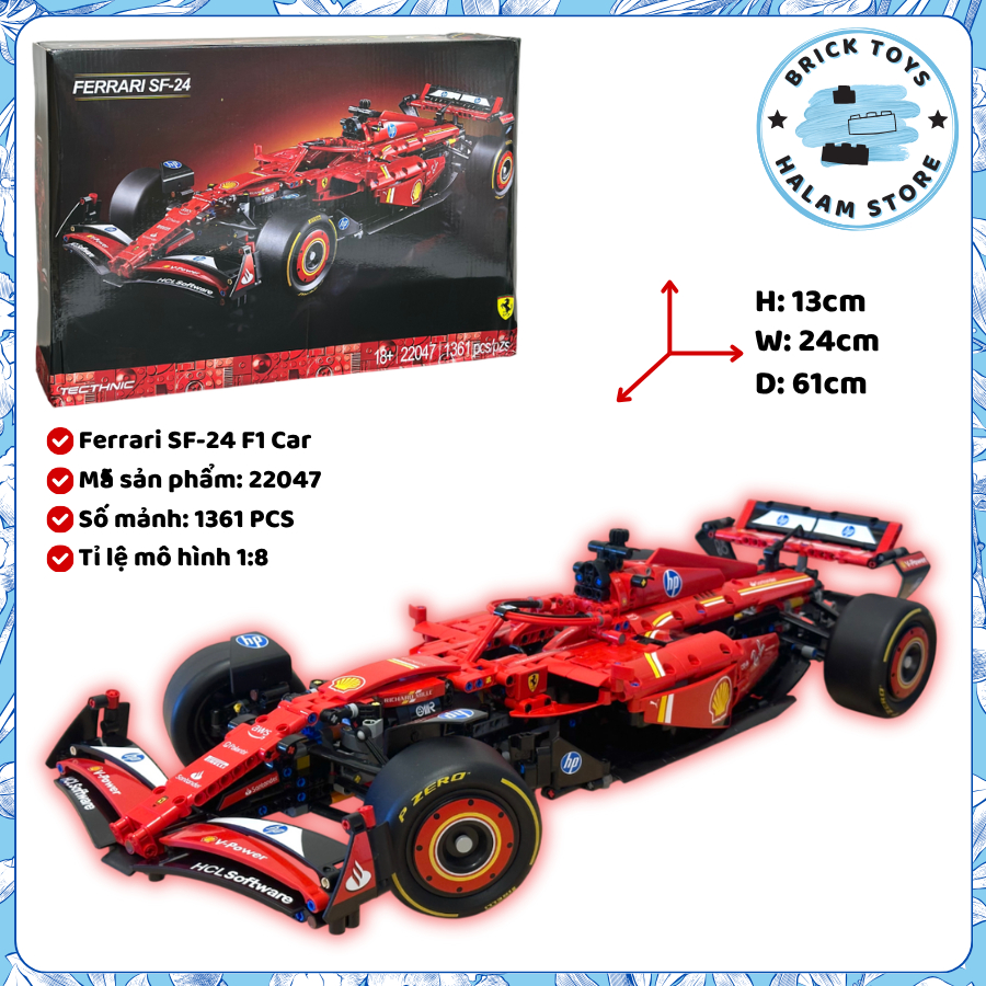 [Hỏa tốc HN] Đồ chơi lắp ráp Technic 22047 42207 - Mô hình lắp ghép siêu xe Ferrari SF-24 F1 Car
