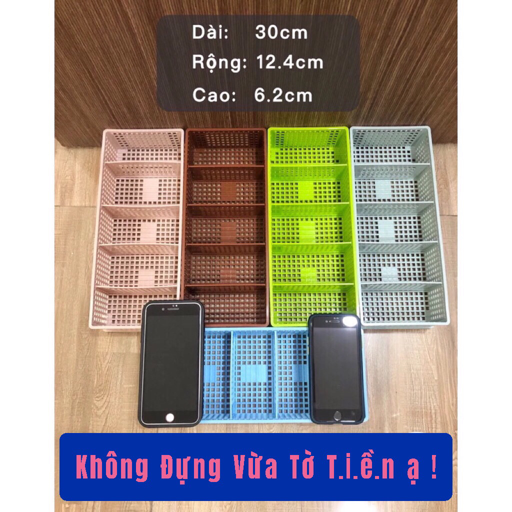 Combo 2 Khay/ Rổ Chia 5 Ngăn, Ngăn Tháo Rời Linh Hoạt(D30*R12.5*C5.5cm)