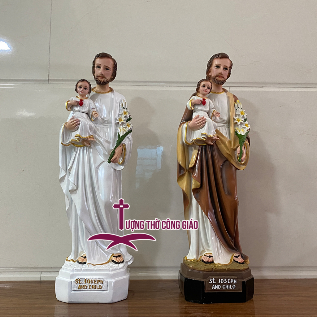 Tượng Thánh Giuse Bế Chúa 45cm composite cao cấp