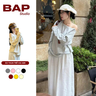 Áo nữ trễ vai áo lệch vai form rộng nỉ lông thỏ mềm mịn không rụng lông freesize phong cách Hàn Quốc BAP STUDIO86 A89 