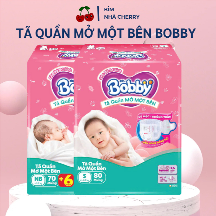 Tã/bỉm quần mở một bên BOBBY/tã dán Bobby cho bé Sơ sinh NB70+6 / S80 – Chính Hãng Cho Bé Sơ Sinh, M