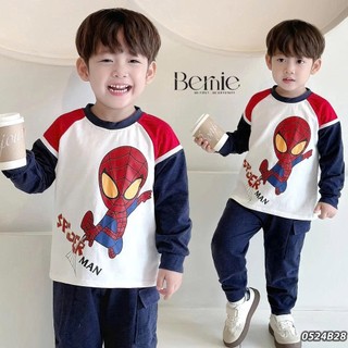  Bộ dài tay bé trai Spiderman Bernie vải cotton phối màu cá tính - Bộ thu đông bé trai size 9-24kg - 0524B28 