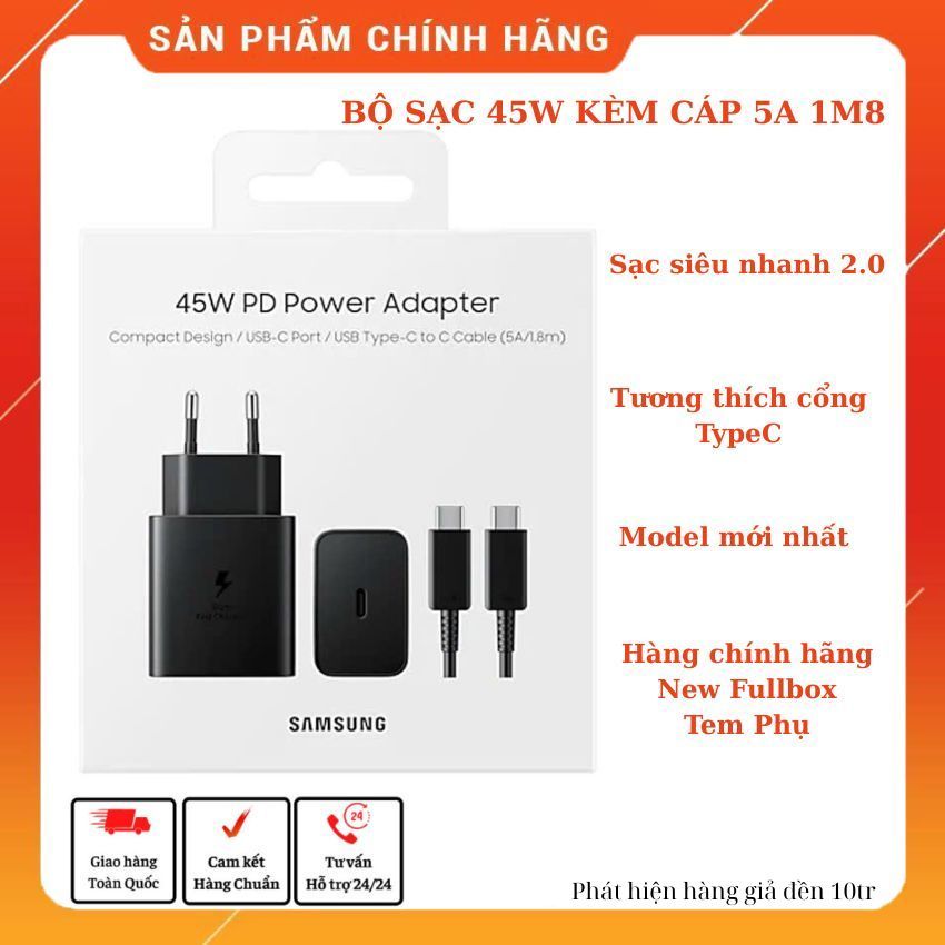 [ Sạc 45W Samsung EP-T4511 ] - Bộ Adapter sạc kèm cáp Type C - Type C PD 45W Samsung EP-T4511 Chính 