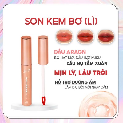 [Kháng nước, 0% chì] Son Kem Bơ Lì Bền màu 8H, Làm Mờ Rãnh Môi GUO 5g