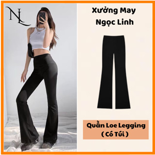 Quần Legging Ống Loe Hack Dáng, Cạp Cao, Năng Động, Vải Cotton co giãn 4 chiều siêu thoải mái