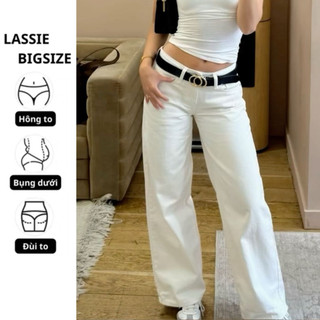  Quần jeans đen  trắng dáng suông Bigsize cạp cao che đùi tốt  65-90kg . LASSIE BIGSIZE 