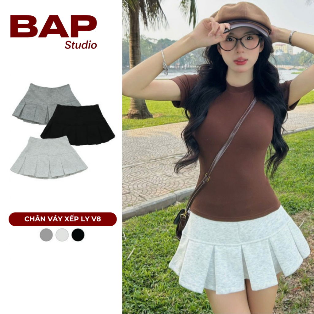 Chân váy tennis xếp ly, chân váy ngắn dáng xòe chất nỉ dày cao cấp tôn dáng năng động vintage BAP STUDIO 86 V8