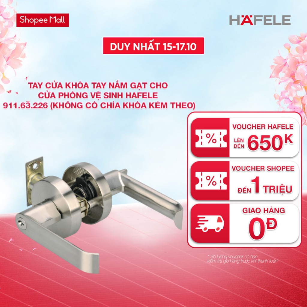 Tay cửa, Khóa tay nắm gạt cho cửa phòng vệ sinh/ Cửa phòng Hafele 911.63.226/ 911.63.222
