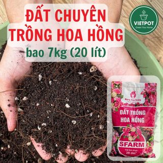  Đất trồng hoa hồng VIETPOT Sfarm bao 7kg 20lít nguyên liệu hữu cơ đủ dinh dưỡng cho cây hoa hồng 