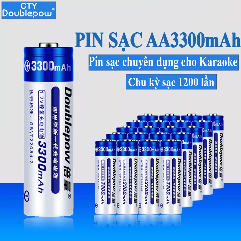 Pin Sạc Doublepow Karaoke AA3300 mAh (Xanh) Chuyên Dùng Cho Micro Karaoke - Công Suất Cao