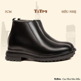   7CM  Giày Boots Nam T&Tra T101 Đen - Nhẹ Hơn và Ít Dốc Hơn 